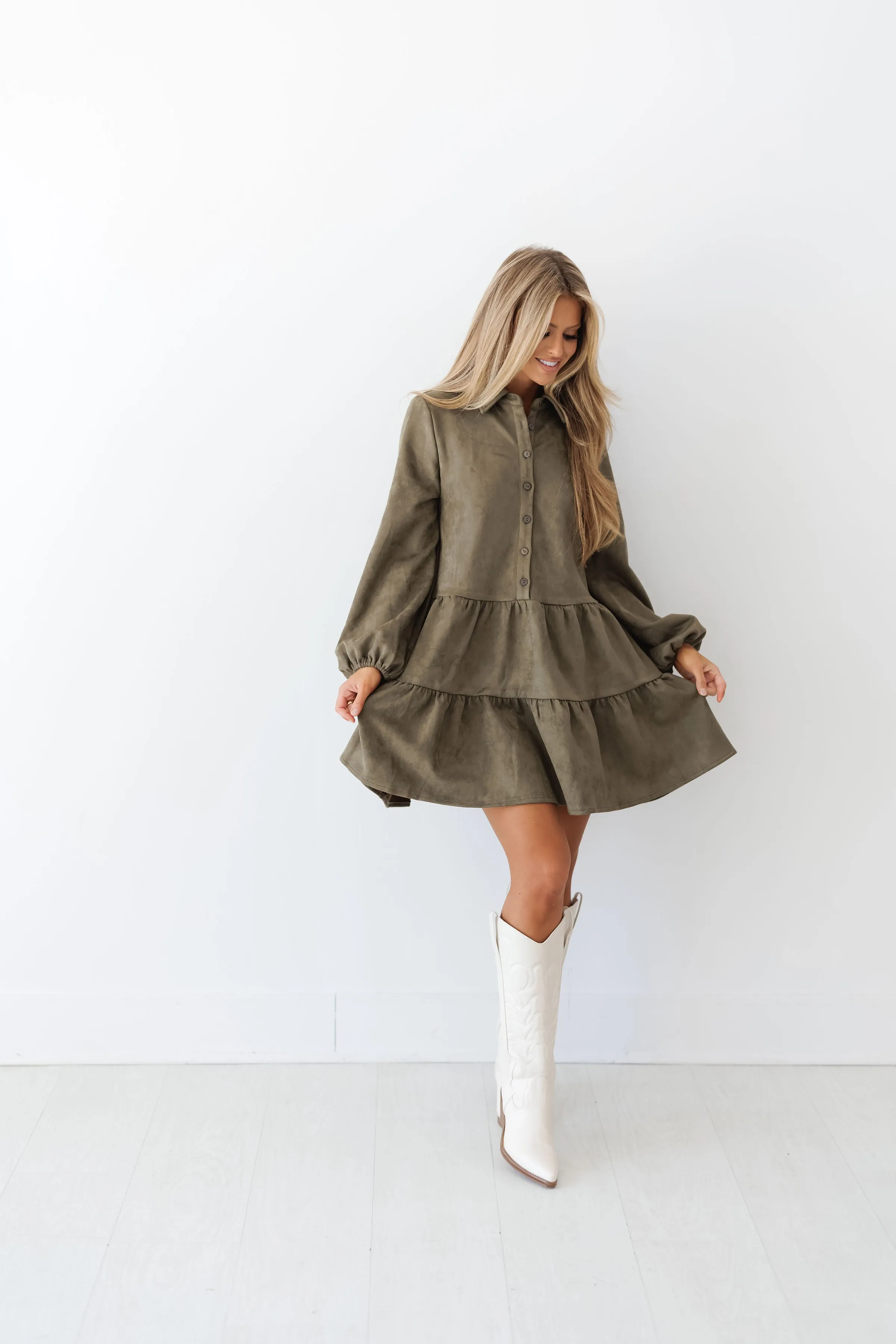 Tiana Mini Dress-Olive