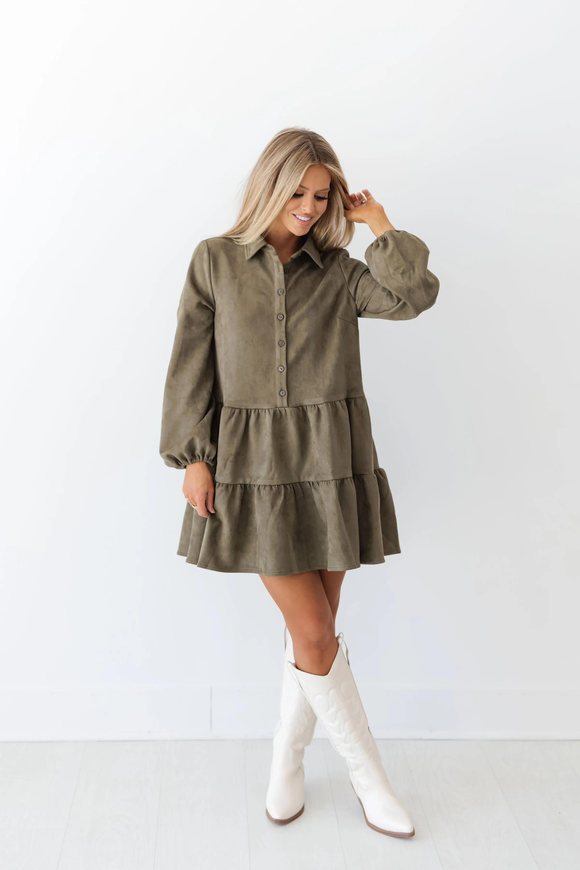 Tiana Mini Dress-Olive