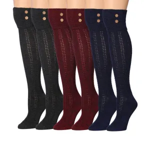 Tipi Toe Women's 3-Pairs Winter Warm Fashion With Buttons Comfortable
