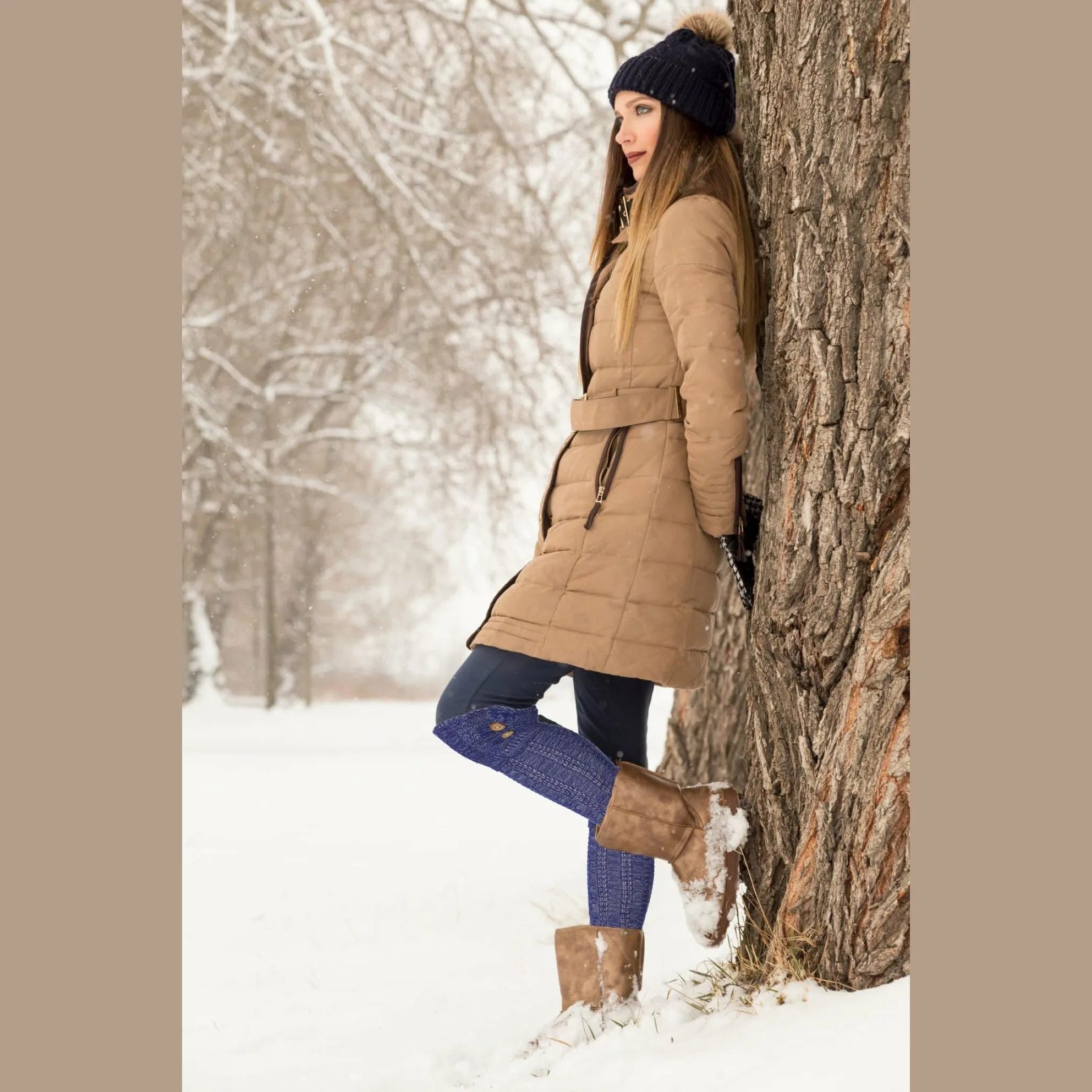 Tipi Toe Women's 3-Pairs Winter Warm Fashion With Buttons Comfortable