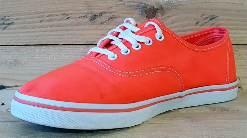 Vans Off The Wall Low Canvas Trainers UK6/US8.5/E39 TC6D Neon Orange/Coral/White