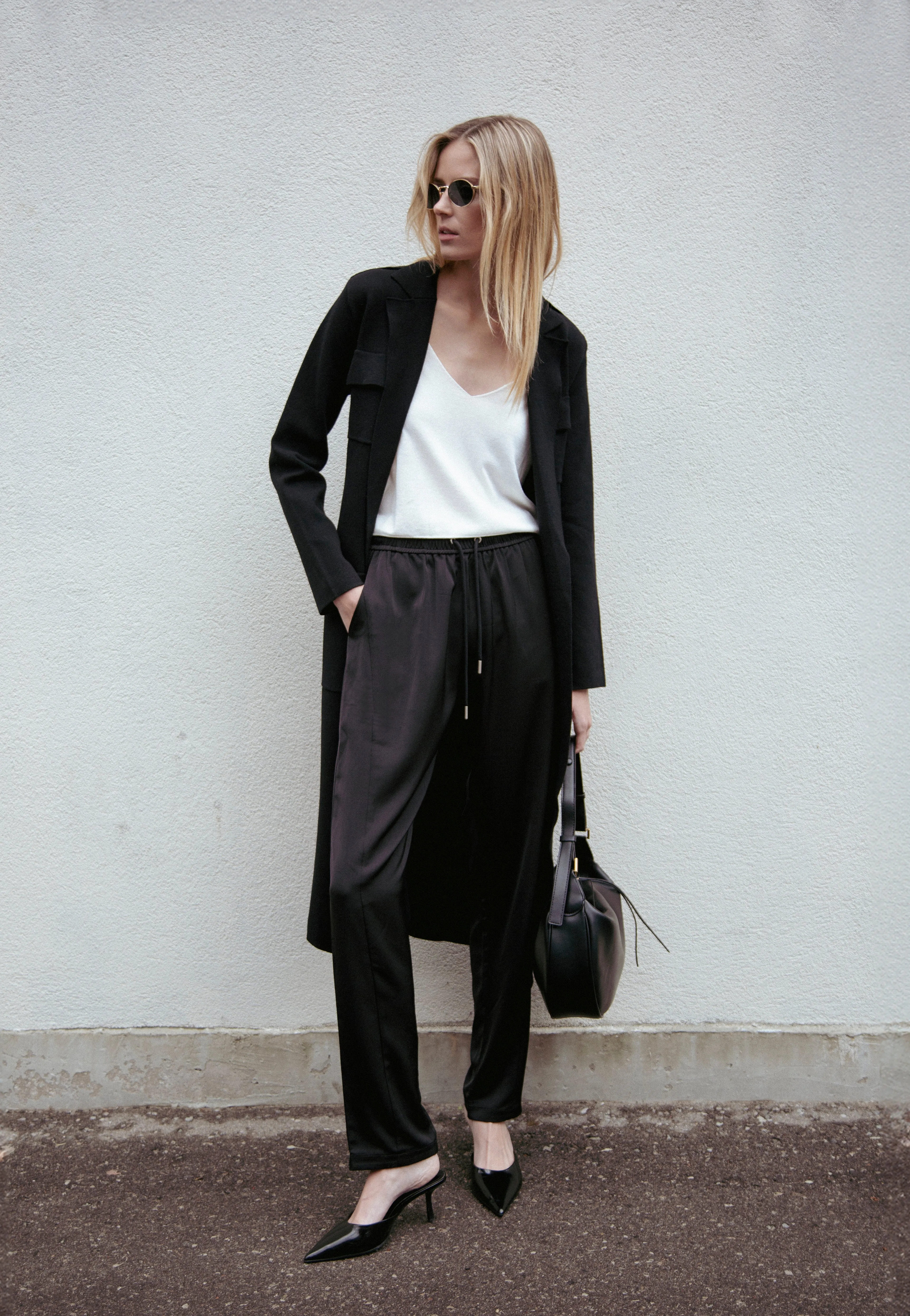 Vera Satin Jogger Black